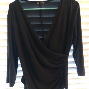 Black V-neck blouse